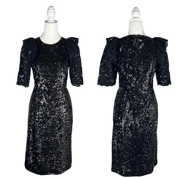 Sea New York Sequin Midi Dress 6 Black